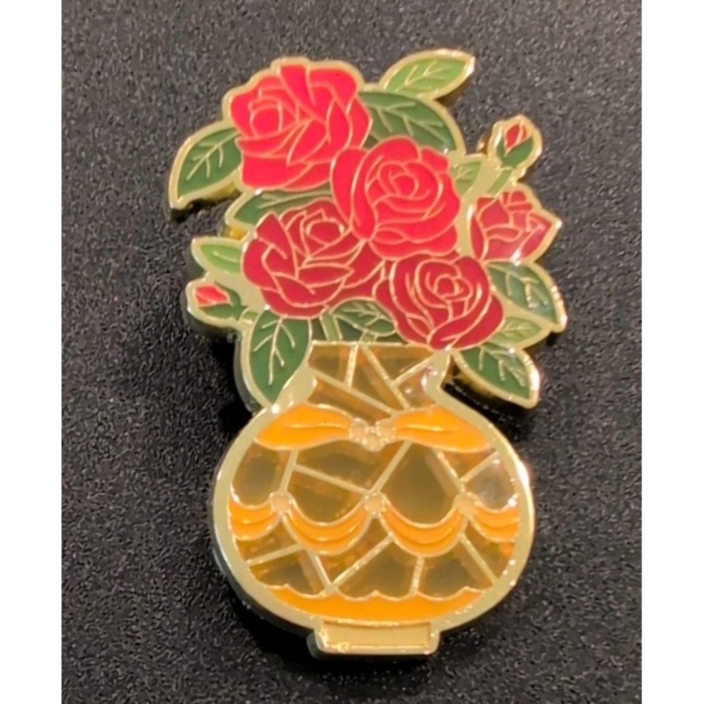 Disney Princess Flower Vase Stain Glass Mystery Pin - Belle Beauty and the Beast